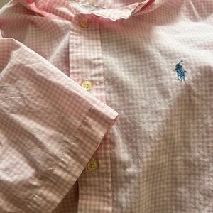 Ralph Lauren Pink Checkered Cotton Shirt. Short sleeve